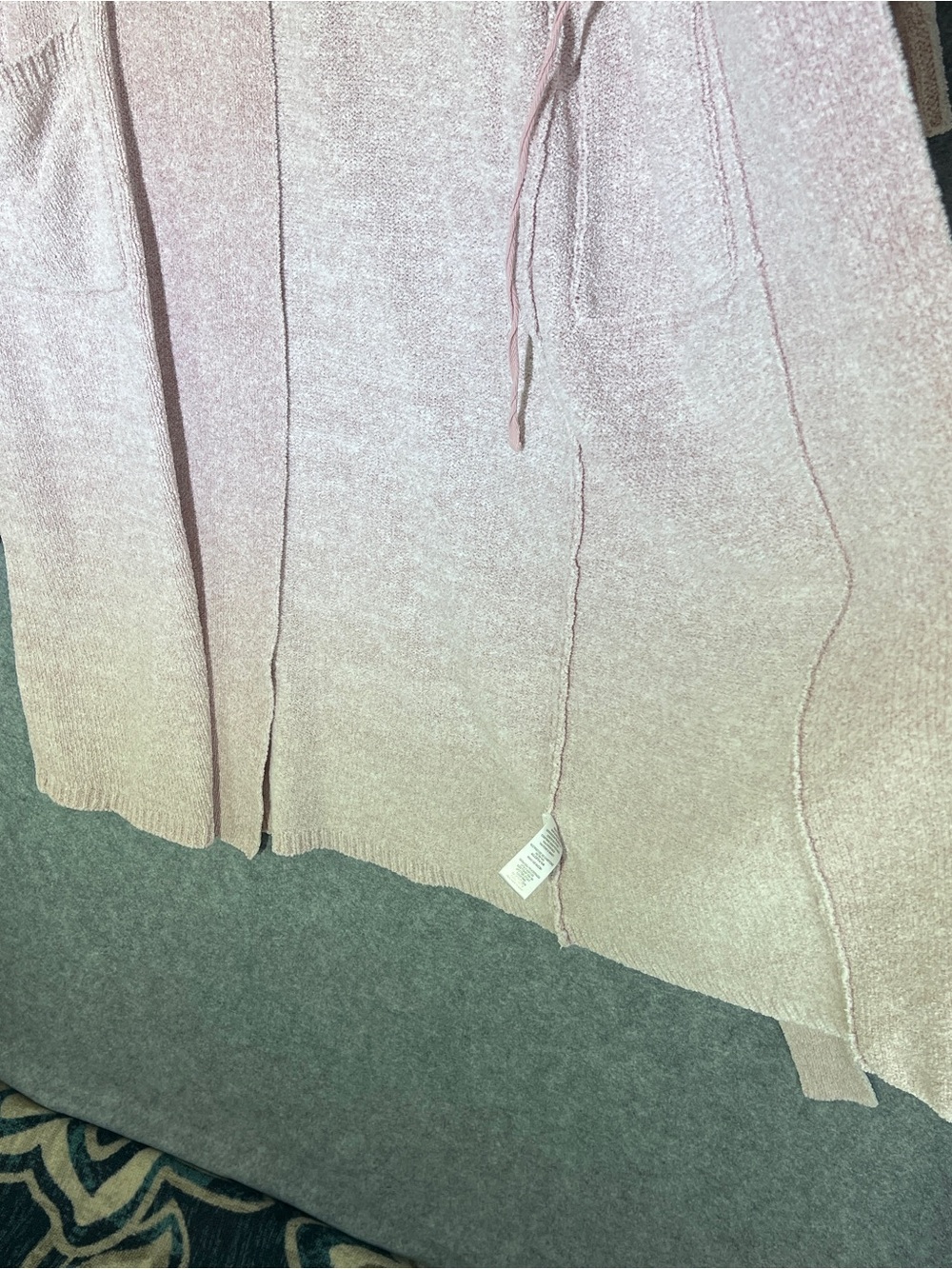 NATORI Blush Pink Soft Knit Long Robe with Belt Front Pockets Women’s Small - Picture 8 of 9